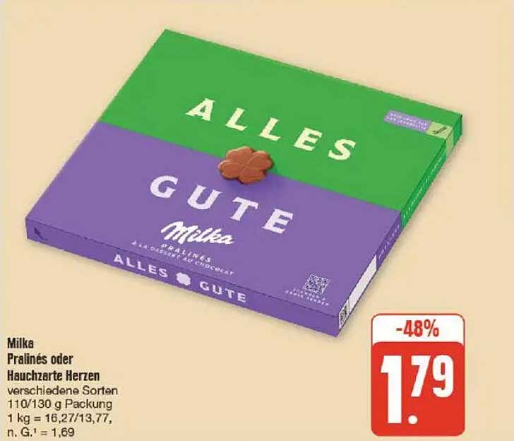 Milka Pralinés oder Hauchzarte Herzen 110/130 g