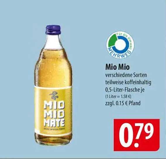 Mio Mio - verschiedene Sorten teilweise koffeinhaltig 0,5-Liter-Flasche