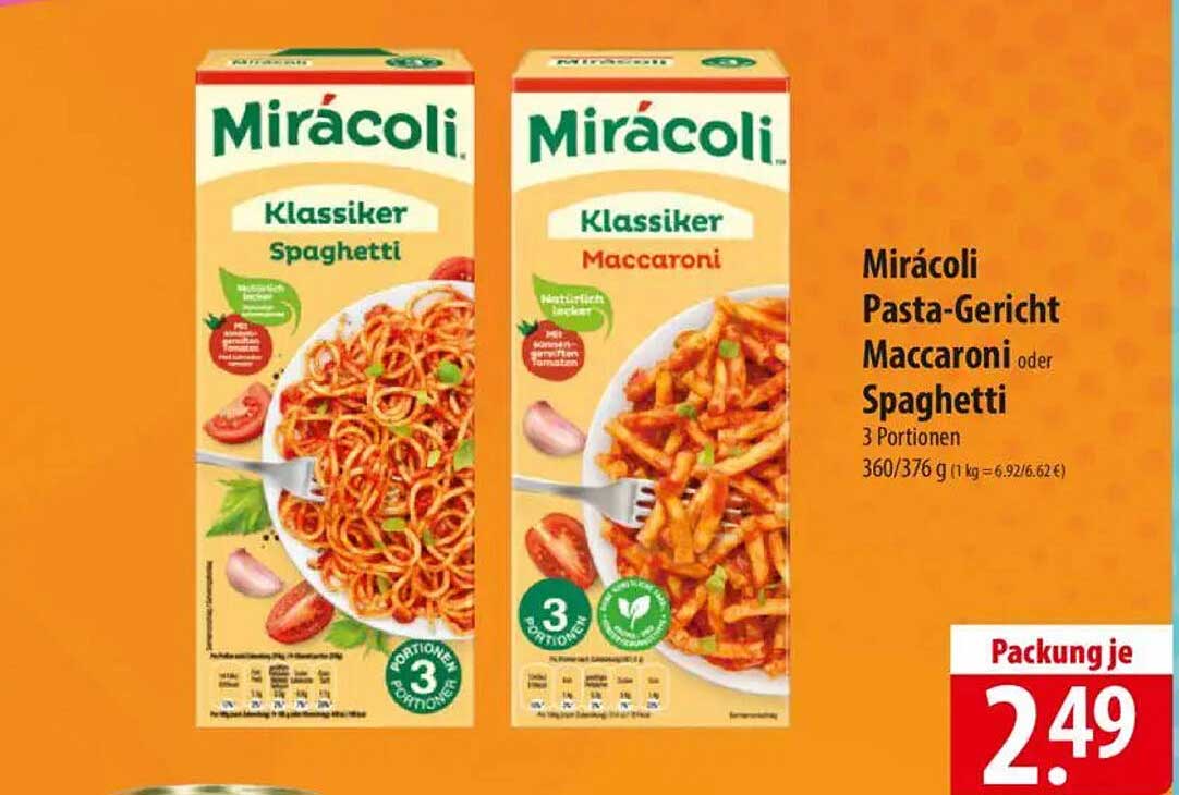 Mirácoli Pasta-Gericht Makkaroni oder Spaghetti, 3 Portionen