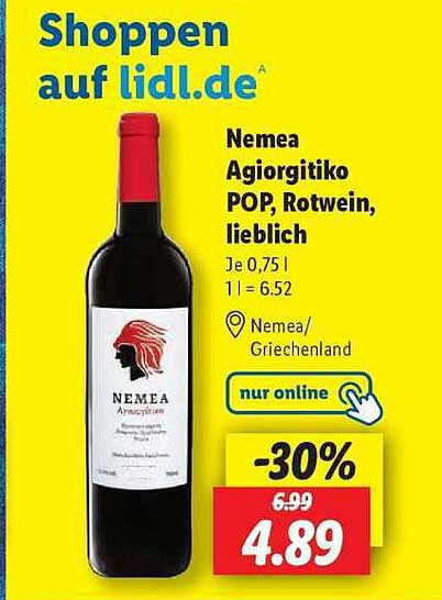 Nemea Agiorgitiko POP, Rotwein, lieblich 0,75 l