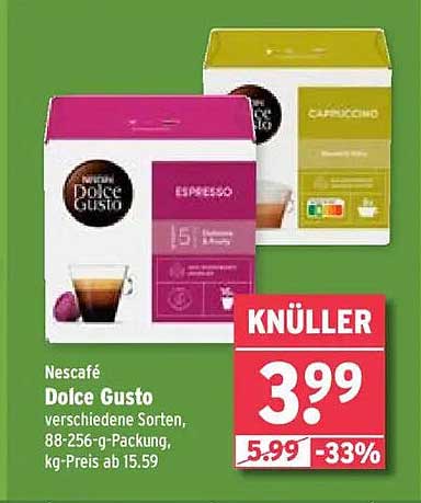 Nescafé Dolce Gusto verschiedene Sorten, 88-256-g-Packung, kg-Preis ab 15.59
