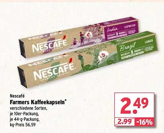 Nescafé Farmers Kaffeekapseln - Verschiedene Sorten