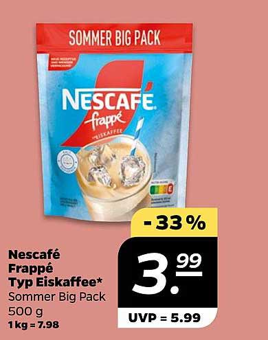 Nescafé Frappé Typ Eiskaffee Sommer Big Pack 500 g