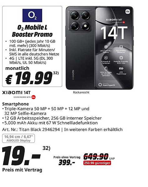 O2 Mobile L Booster Promo mit Xiaomi 14T