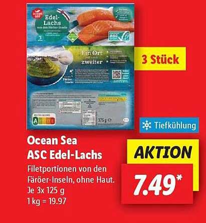 Ocean Sea ASC Edel-Lachs Filetportionen von den Färöer-Inseln, ohne Haut