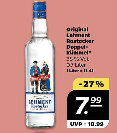 Original Lehmert Rostocker Doppelkümmel 0,7 Liter - Jetzt zum Aktionspreis!