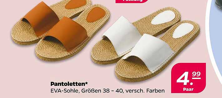 Pantoletten* EVA-Sohle, Größen 38 - 40, versch. Farben