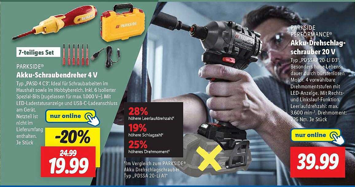 PARKSIDE® Akku-Schraubendreher 4 V - 7-teiliges Set