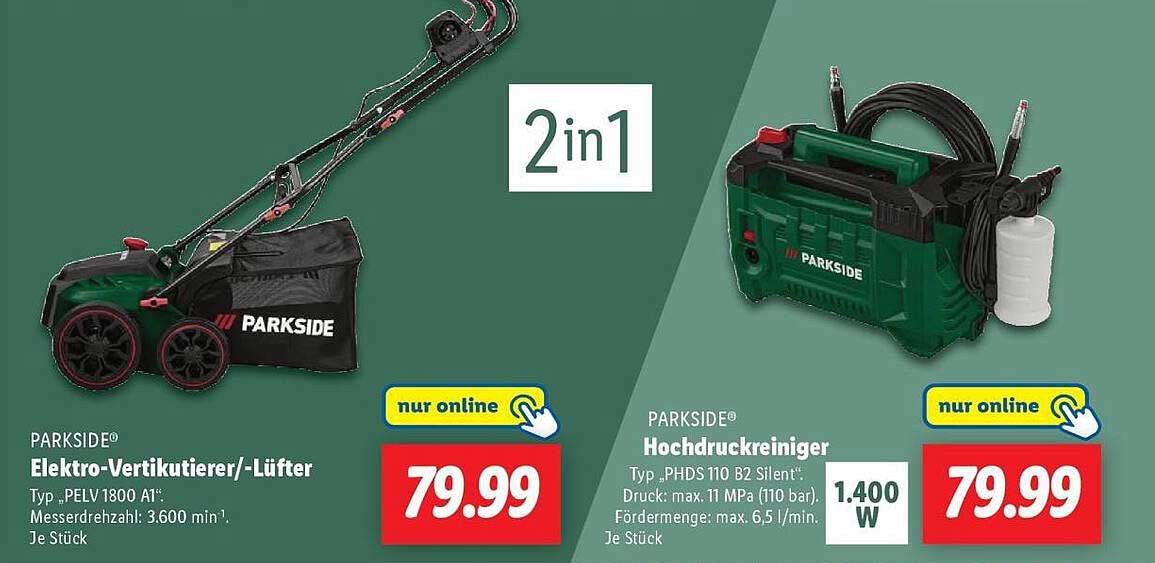 PARKSIDE Elektro-Vertikutierer/-Lüfter und Hochdruckreiniger