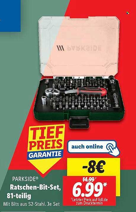 PARKSIDE® Ratschens-Bit-Set, 81-teilig