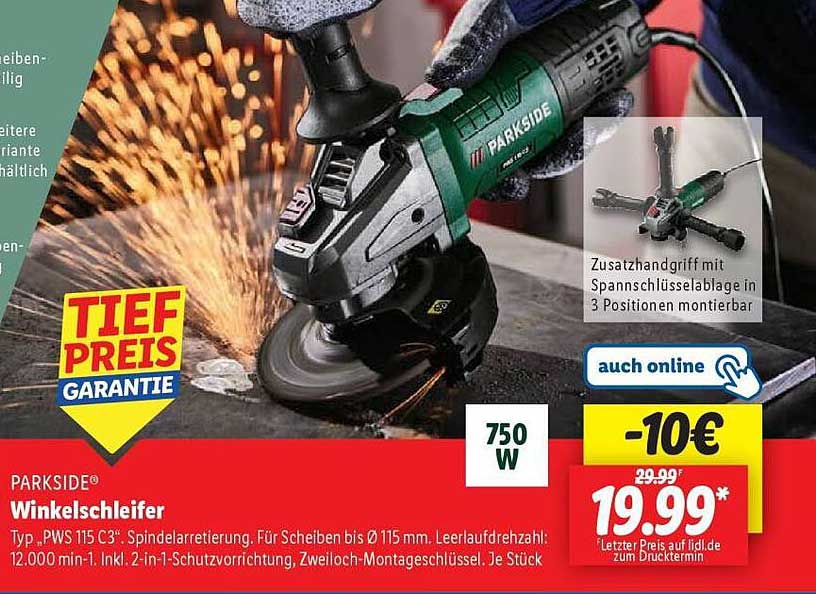 PARKSIDE Winkelschleifer PWS 115 C3 - 750 W