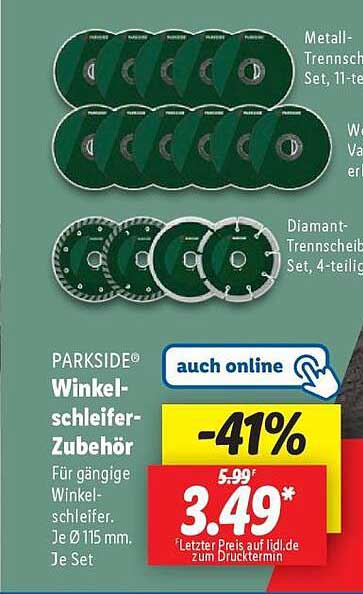 PARKSIDE® Winkelschleifer-Zubehör Set, 4-teilig