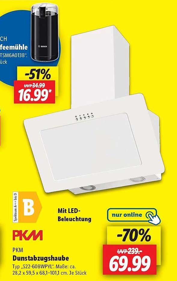 PKM Dunstabzugshaube mit LED-Beleuchtung