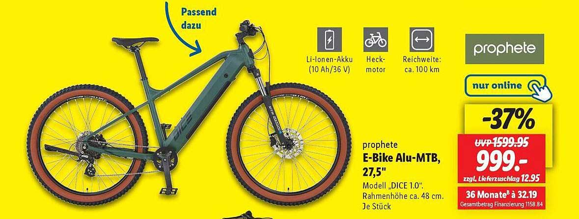 prophete E-Bike Alu-MTB, 27,5" - Mod. DICE 1.0