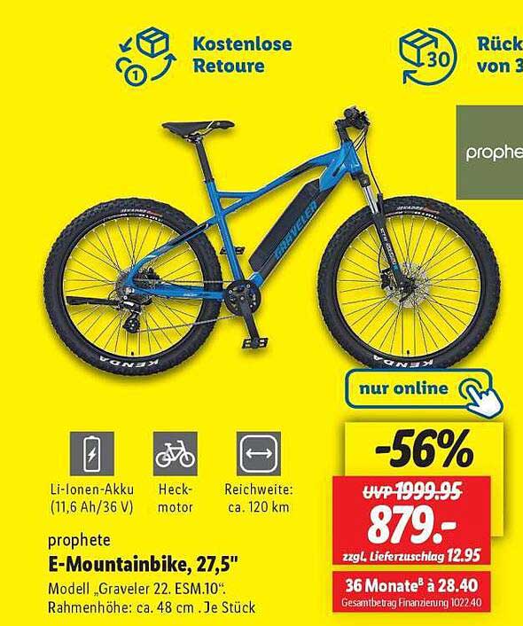 prophete E-Mountainbike, 27,5" - Modell „Graveler 22. ESM.10“