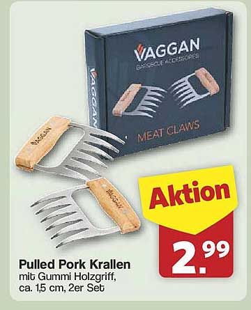 Pulled Pork Krallen mit Gummi Holzgriff, ca. 15 cm, 2er Set
