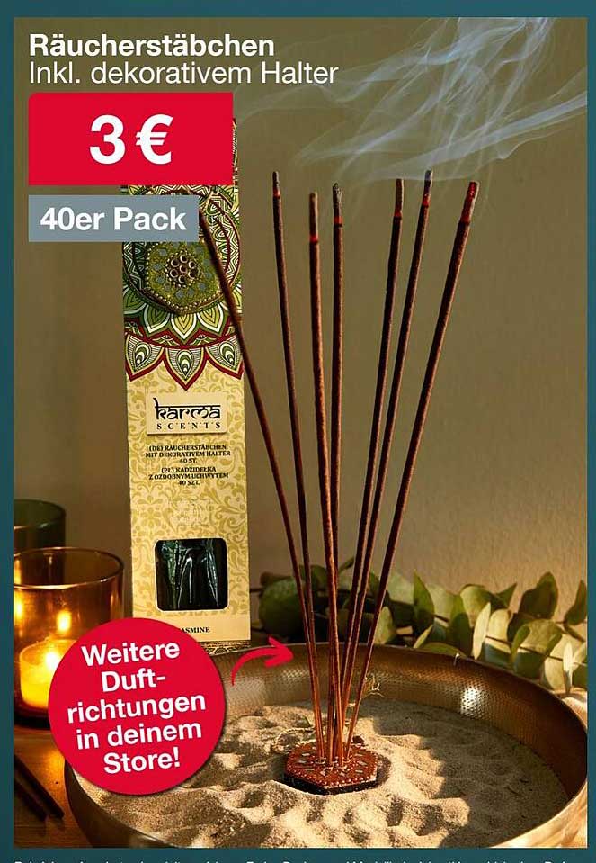 Räucherstäbchen inkl. dekorativem Halter - 40er Pack für nur 3 €