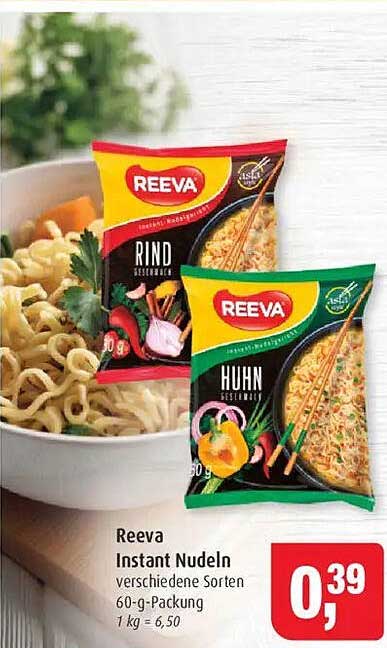 Reeva Instant Nudeln – verschiedene Sorten (60-g-Packung)