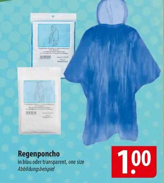 Regenponcho in blau oder transparent, one size
