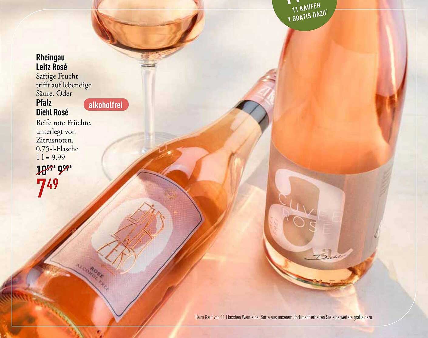 Rheingau Leitz Rosé und Pfalz Diehl Rosé - 0,75 l Flasche für 5,49 €