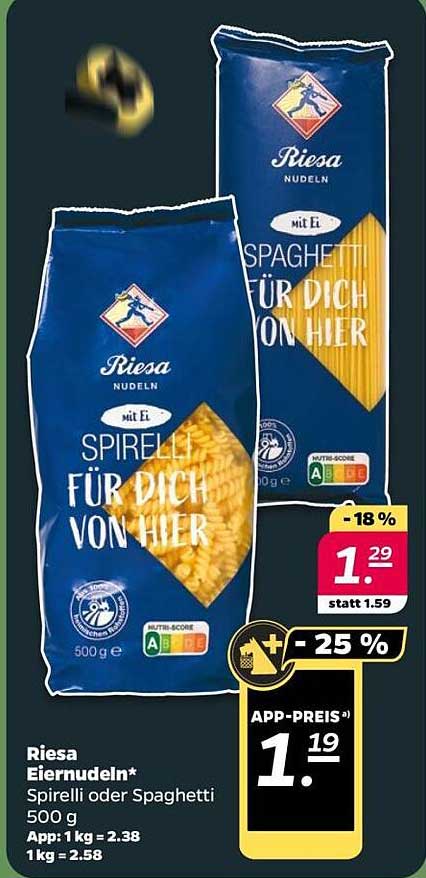 Riesa Eiernudeln - Spiralli oder Spaghetti 500 g
