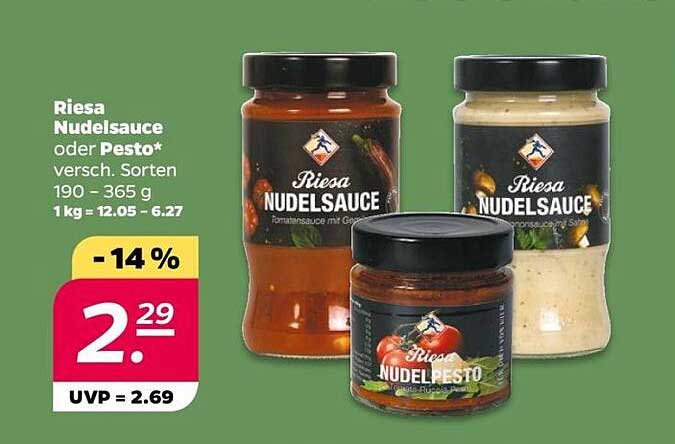 Riesa Nudelsoße oder Pesto – Verschiedene Sorten 190 – 365 g