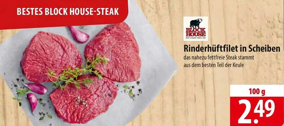Rinderhüftfilet in Scheiben - BESTES BLOCK HOUSE-STEAK