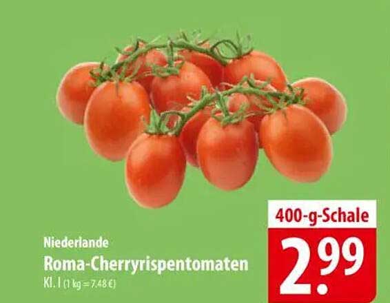 Roma-Cherryrispentomaten 400-g-Schale