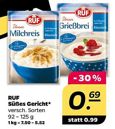 RUF Süßes Gericht - Milchreis und Grießbrei, 92 - 125 g