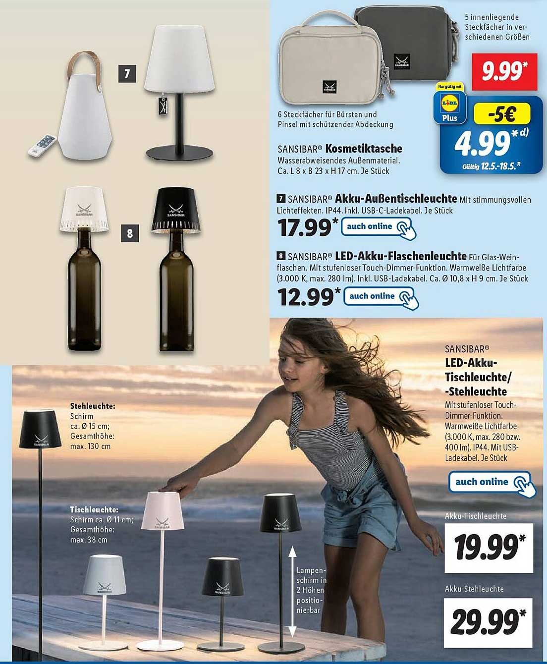 SANSIBAR® LED-Akku-Tischleuchte / Stehleuchte