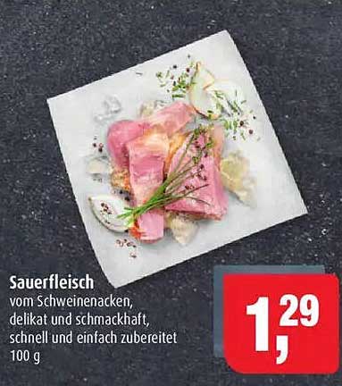Sauerfleisch vom Schweinenacken, delikat und schmackhaft, 100 g