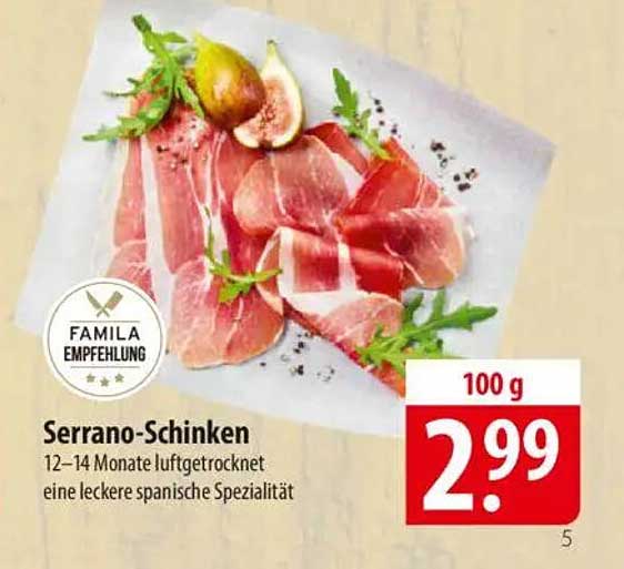 Serrano-Schinken 12–14 Monate luftgetrocknet – eine leckere spanische Spezialität