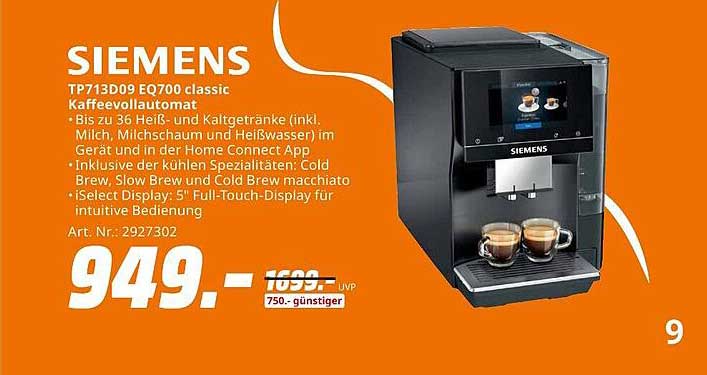 SIEMENS TP713D09 EQ700 classic Kaffeevollautomat
