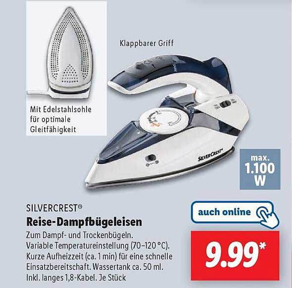 SILVERCREST® Reise-Dampfbügeleisen