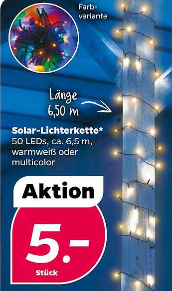 Solar-Lichterkette 50 LEDs, ca. 6,5 m, warmweiß oder multicolor