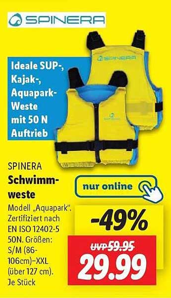 SPINERA Schwimmweste - Aquapark-Modell mit 50 N Auftrieb