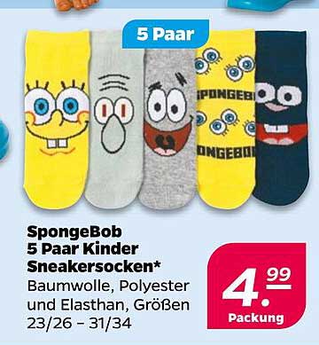 SpongeBob 5 Paar Kinder Snekersocken
