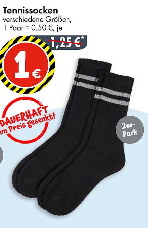 Tennissocken im 2er-Pack für nur 1 €