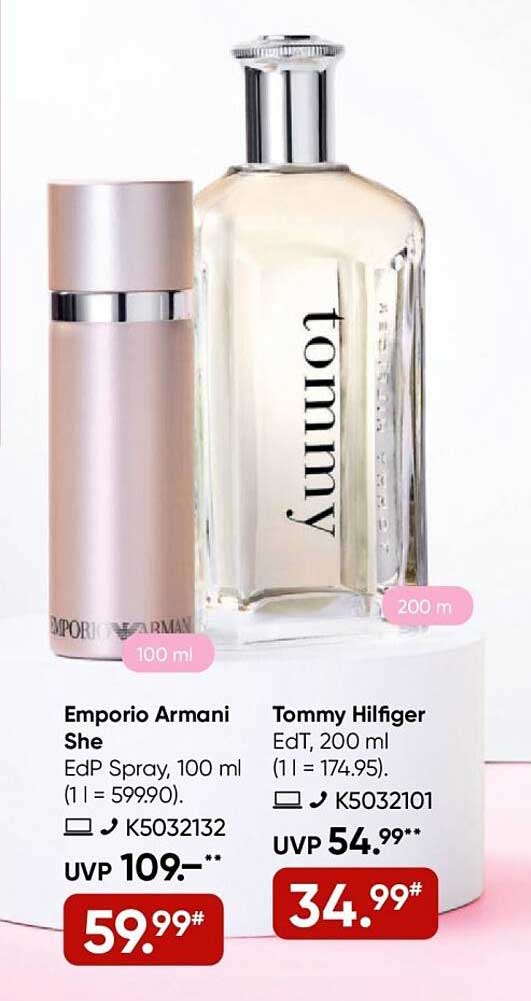 Tommy Hilfiger EdT, 200 ml und Emporio Armani She EdP Spray, 100 ml