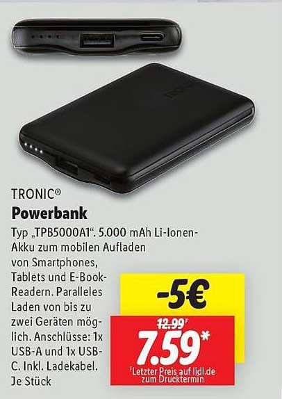 TRONIC® Powerbank 5000 mAh