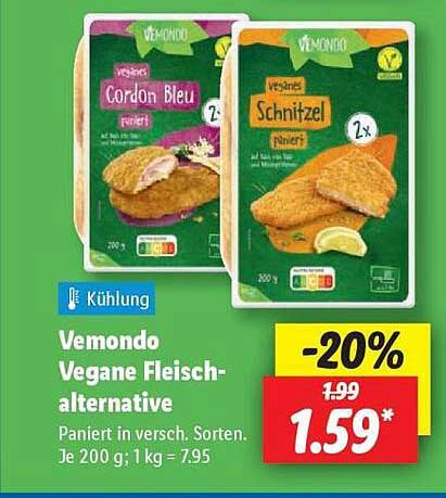 Vemondo Vegane Fleischalternative - Cordon Bleu und Schnitzel