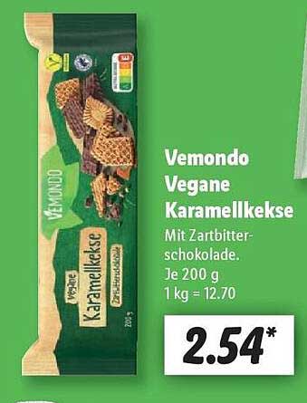 Vemondo Vegane Karamellkekse mit Zartbitterschokolade