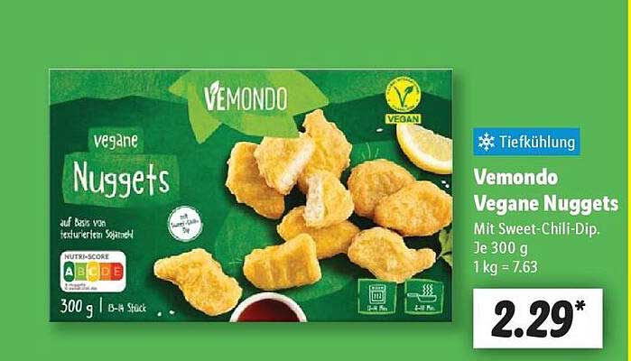 Vemondo Vegane Nuggets mit Sweet-Chili-Dip – 300 g