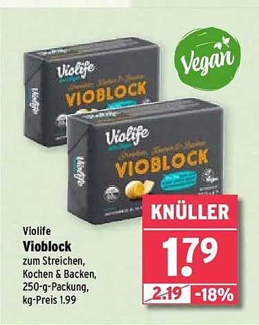 Violife Vioblock zum Streichen, Kochen & Backen, 250-g-Packung