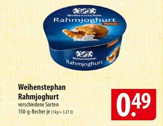 Weihenstephan Rahmjoghurt verschiedene Sorten