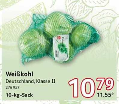 Weißkohl Deutschland, Klasse II - 10-kg-Sack