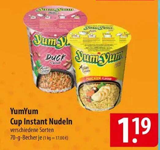YumYum Cup Instant Nudeln - verschiedene Sorten