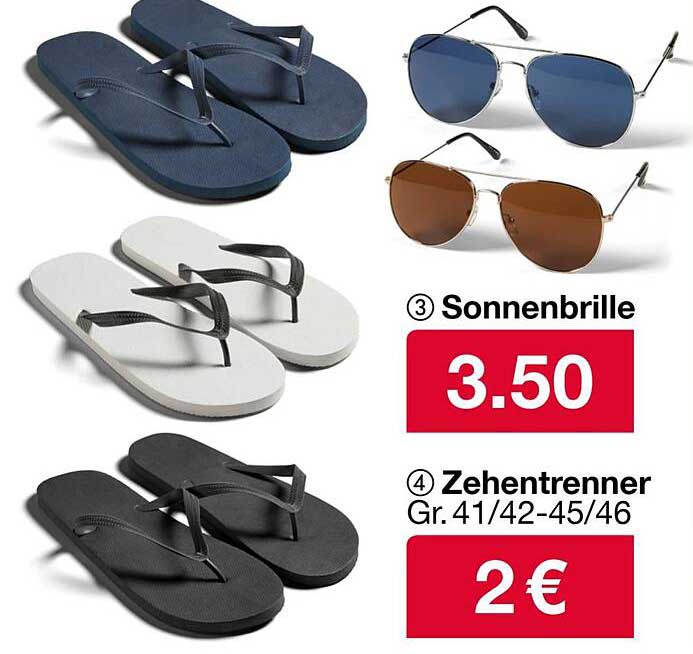 Zehentrenner und Sonnenbrille im Woolworth-Angebot