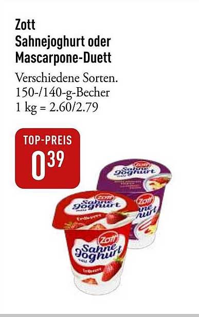 Zott Sahnejoghurt oder Mascarpone-Duett