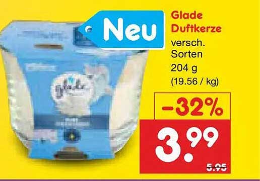 Glade Duftkerze versch. Sorten 204 g (19.56 / kg)